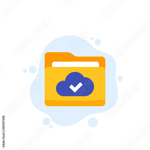 cloud folder with documents vector icon