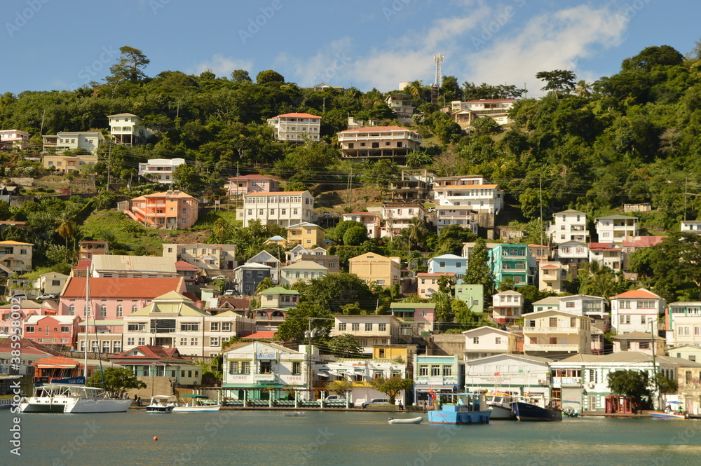 The stunning and colorful island of Grenada in the Caribbean Ocean