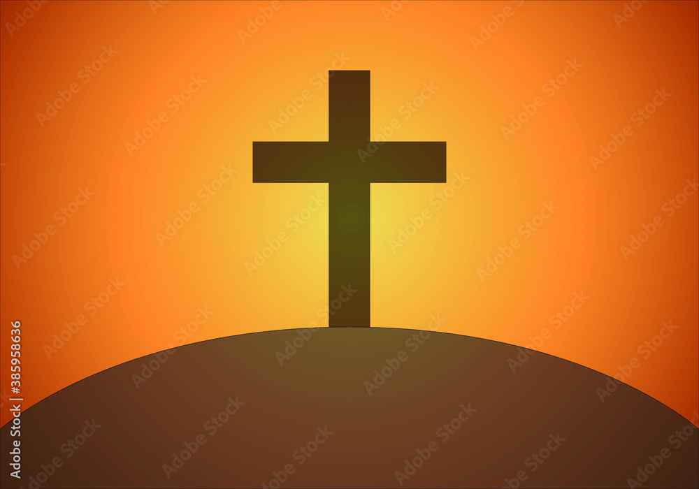 Cruz de una tumba en una montaña. Cruz de una tumba en una montaña.