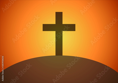Cruz de una tumba en una montaña.
