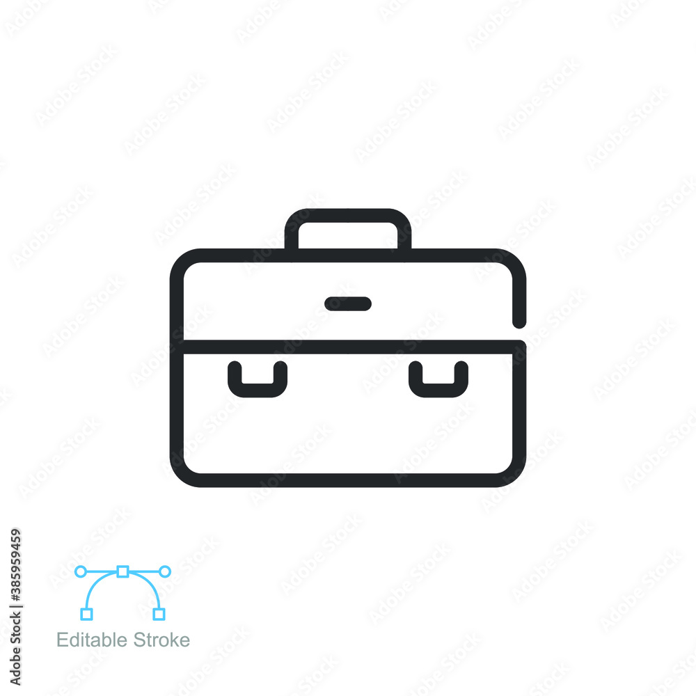 Documents bag icon. Business Briefcase, office bag, Work, Portfolio, Suitcase symbol. Simple single pictogram in Line style. Editable stroke Vector illustration. Design on white background. EPS 10 Documents bag icon. Business Briefcase, office bag, Work, Portfolio, Suitcase symbol. Simple single pictogram in Line style. Editable stroke Vector illustration. Design on white background. EPS 10