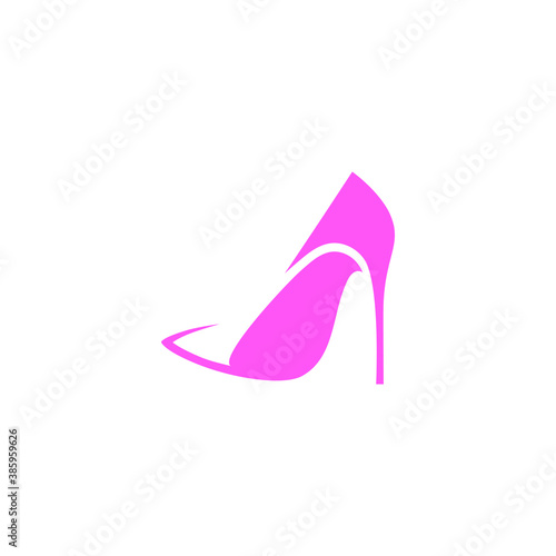 Pink high heel shoe symbol on white backdrop. Design element
