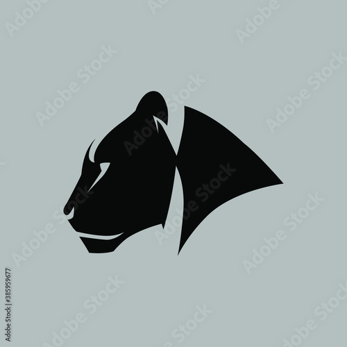Black panther portrait symbol on gray backdrop. Design element