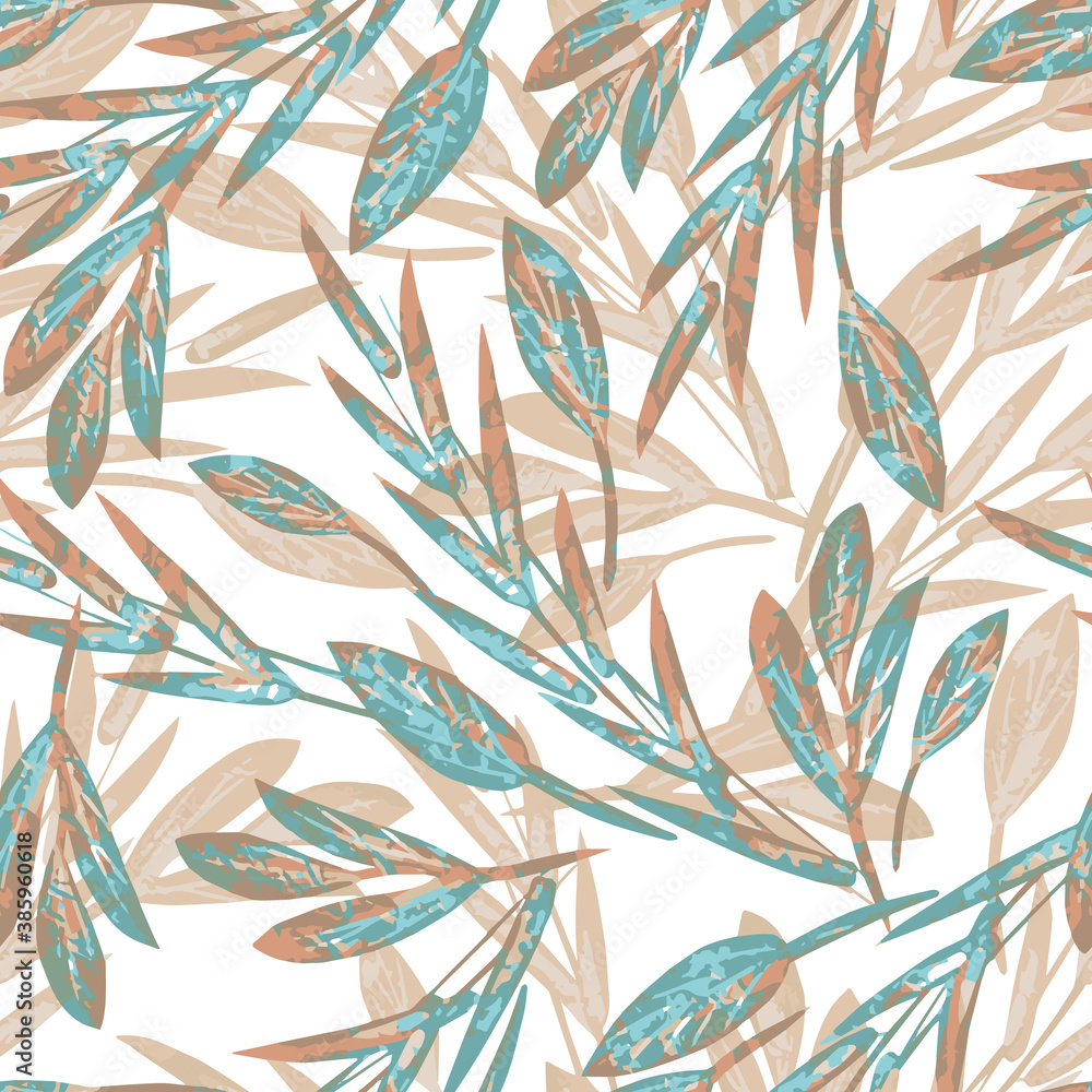 Painted Leaves Seamless Pattern. Painted Leaves Seamless Pattern.