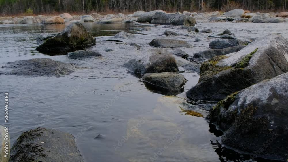Landscape of a fast mountain river in northern Russia Landscape of a fast mountain river in northern Russia