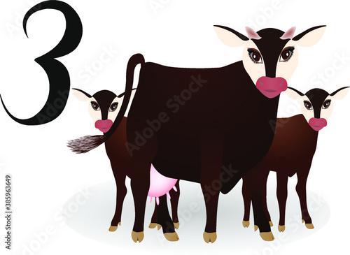 Collection number for kids- animals farm - number three, cows.