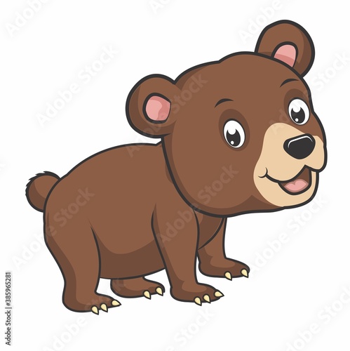 cute cartoon bear in brown color is smile and fun expression