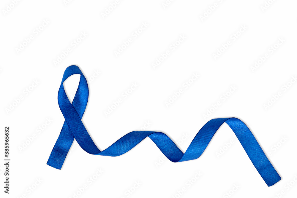 Dark blue ribbon. Colon cancer and Colorectal Cancer Awareness Stock Photo