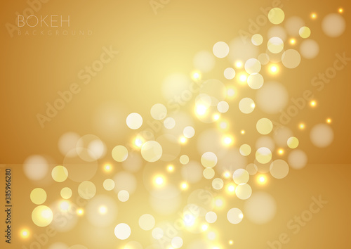 Abstract gold blurred background with bokeh.