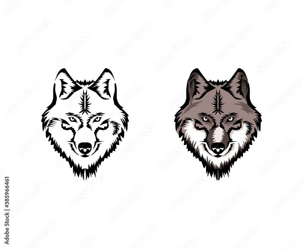 Fototapeta wolf head vector illustration logo design