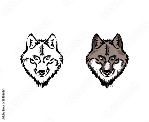 wolf head vector illustration logo design