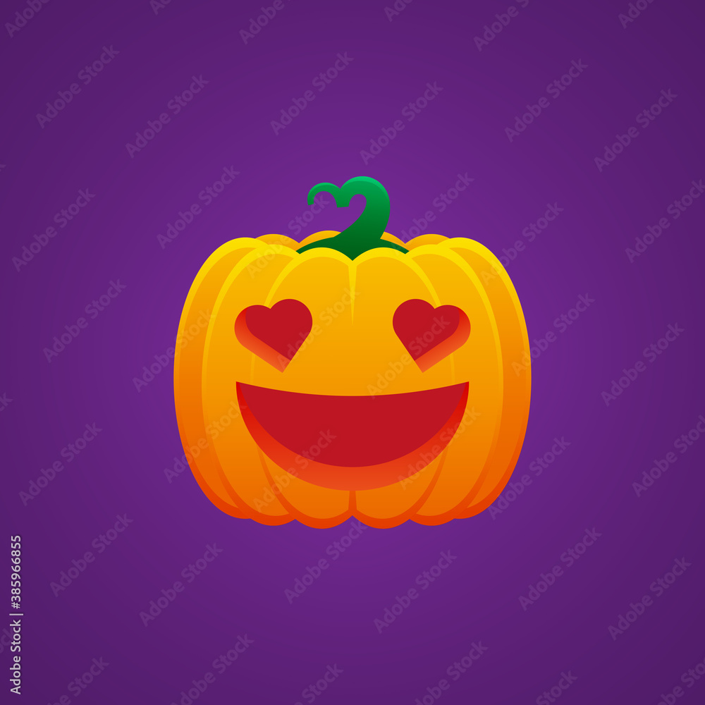 Fototapeta premium Halloween Jack O Lantern Pumpkin Expression In Love Emoticon