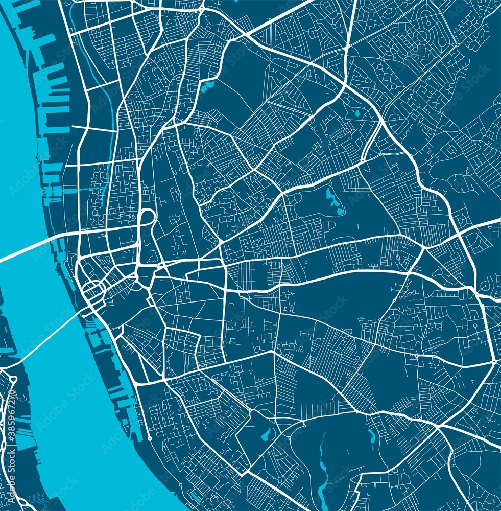 Detailed map of Liverpool city, linear print map. Cityscape panorama ...