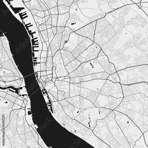 Urban city map of Liverpool. Vector poster. Grayscale street map.