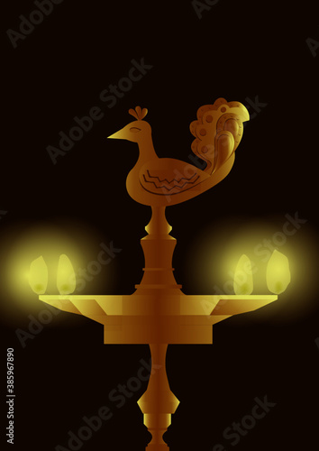 Peacock Lamp
A lamp taken out of storage to bring out the festivity of the the occasion being celebrated, be it a pooja, a wedding or Diwali.