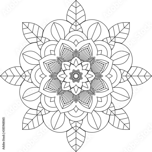 Easy Mandala coloring book simple and basic for beginners, seniors and children. Set of Mehndi flower pattern for Henna drawing and tattoo. Decoration in ethnic oriental, Indian style.