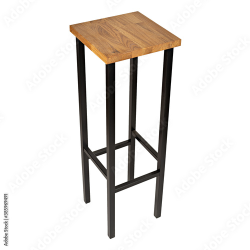 Metal bar chair with wooden seat photo