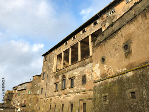 View on ancient architecture, row on buildings in Viterbo, Lazio, Italy (near Rome)