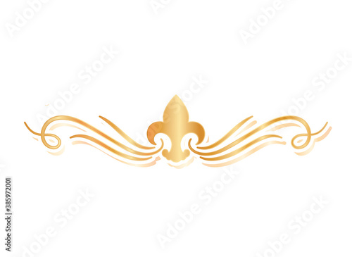 divider ornament with lis flower gold vector design