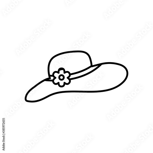 women beach hat icon, line style