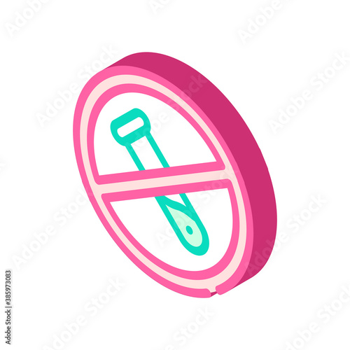 gmo free flask crossed out mark isometric icon vector illustration