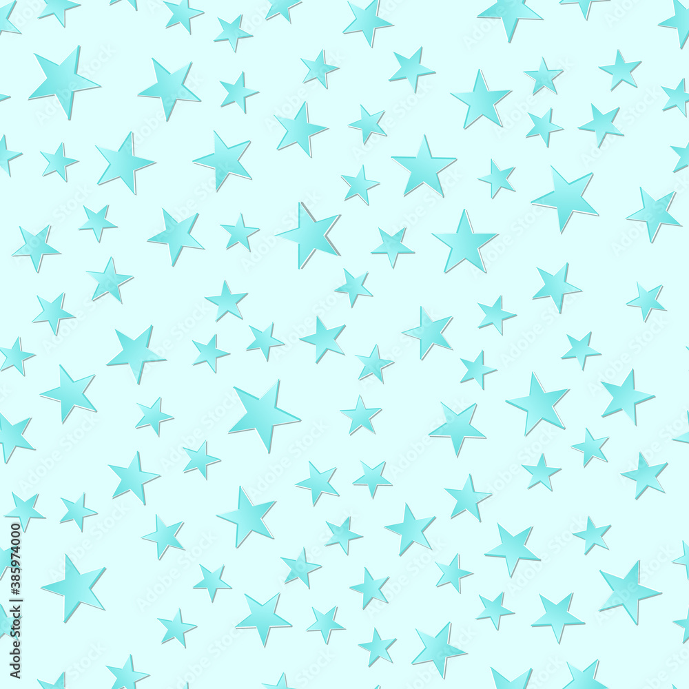3D seamless pattern with volumetric blue stars on a blue background. Abstract stars background. Vector illustration 3D seamless pattern with volumetric blue stars on a blue background. Abstract stars background. Vector illustration