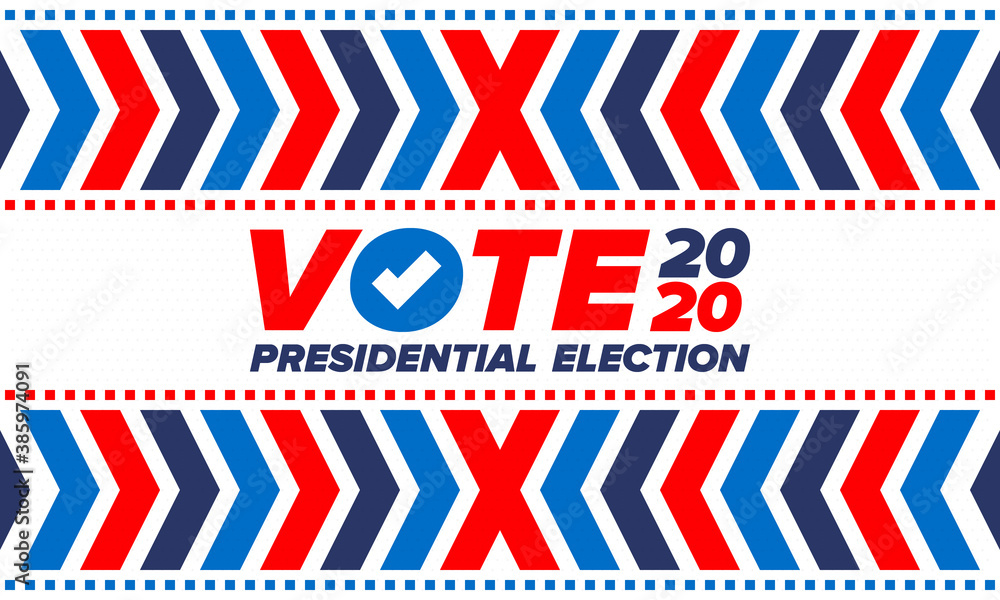 Obraz premium Presidential Election 2020 in United States. Vote day, November 3. US Election. Patriotic american element. Poster, card, banner and background. Vector illustration