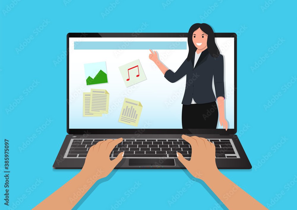 Webinar and video seminar learning concept. Webinar and video seminar learning concept.