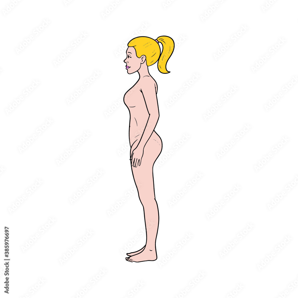 illustration of a woman from the side. anatomy, comic, avatar. illustration of a woman from the side. anatomy, comic, avatar.