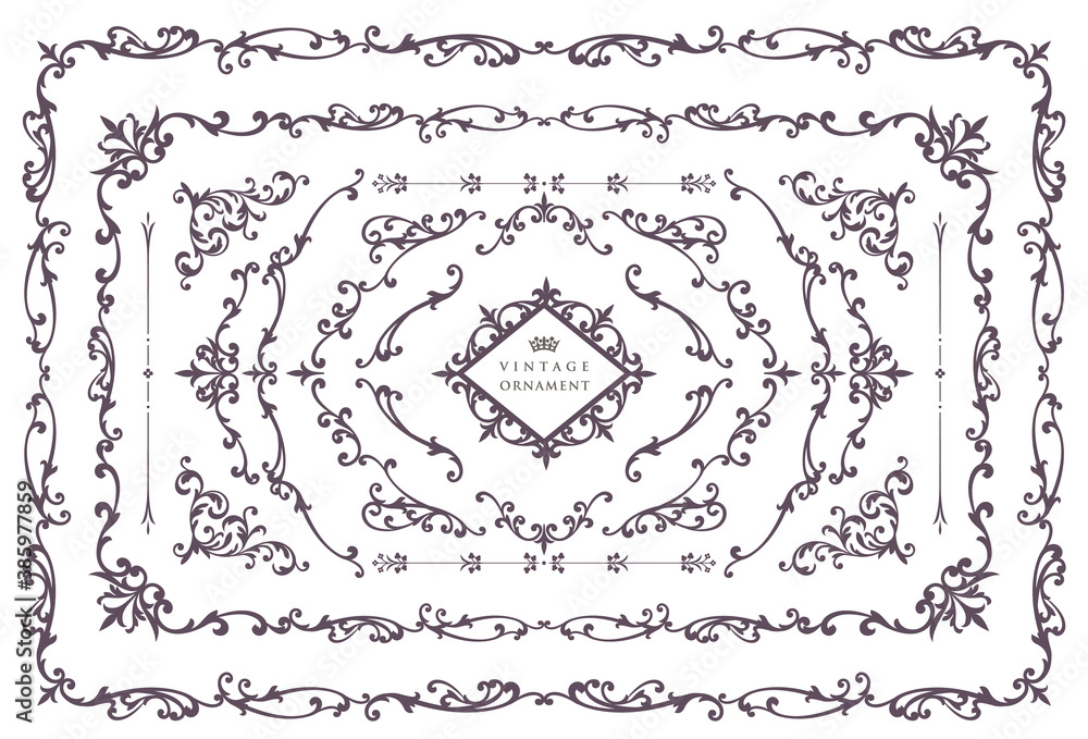 Fototapeta premium vintage ornament set. borders and frames.