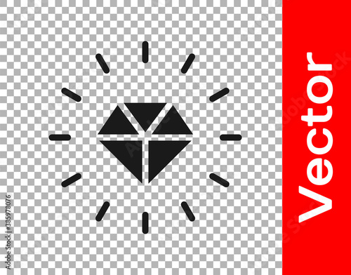 Black Diamond icon isolated on transparent background. Jewelry symbol. Gem stone. Vector.