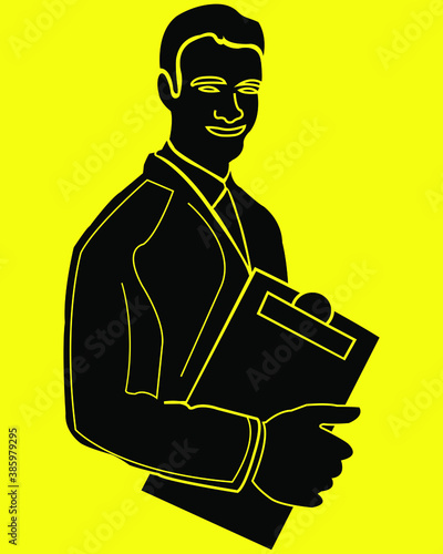 man in a suit.business man vector.Businessman icon on yellow background.