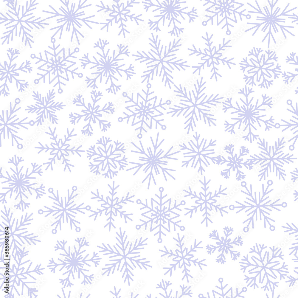 Seamless pattern with pale blue snowflakes on white - natural winter background for Christmas and New Year Seamless pattern with pale blue snowflakes on white - natural winter background for Christmas and New Year