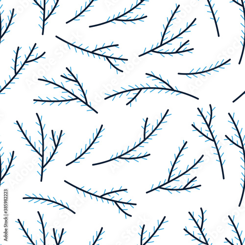 Seamless vector patternn with hand drawn fir branches photo