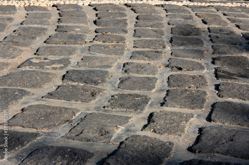  decorative stone pavement road in the park