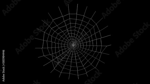 3d render abstract halloween spider web on black background