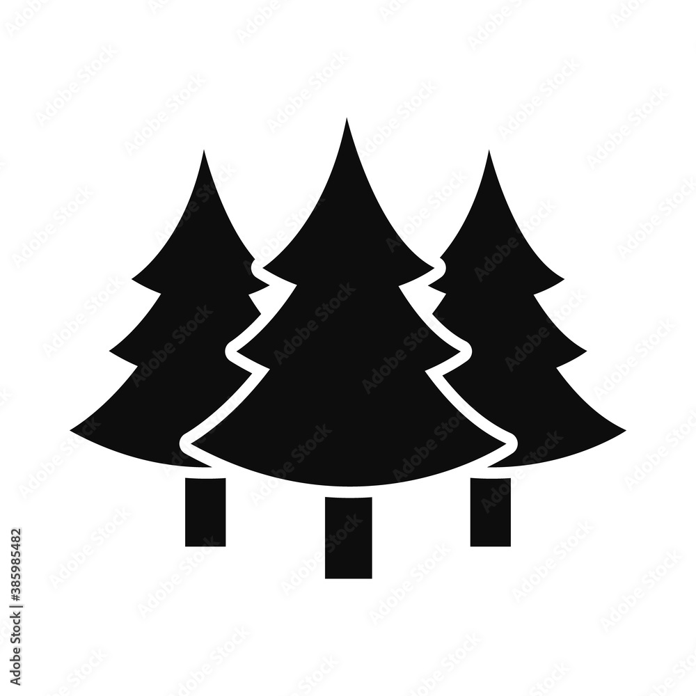 pine trees icon, silhouette style pine trees icon, silhouette style