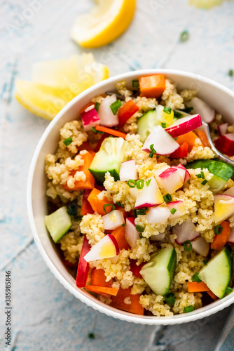 Colorful Fresh Couscous Salad Served in Bowl