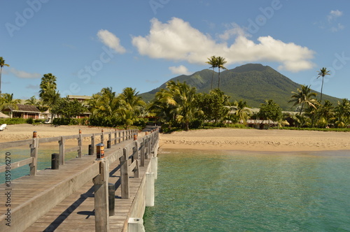 The picture perfect beaches of the paradise islands on St Kitts And Nevis in the Caribbean Ocean photo