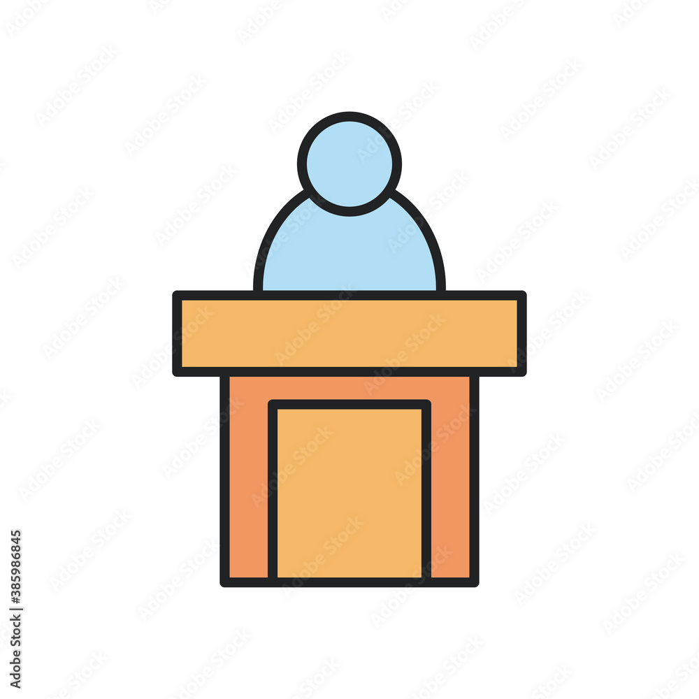 lawyer on podium line and fill style icon vector design lawyer on podium line and fill style icon vector design