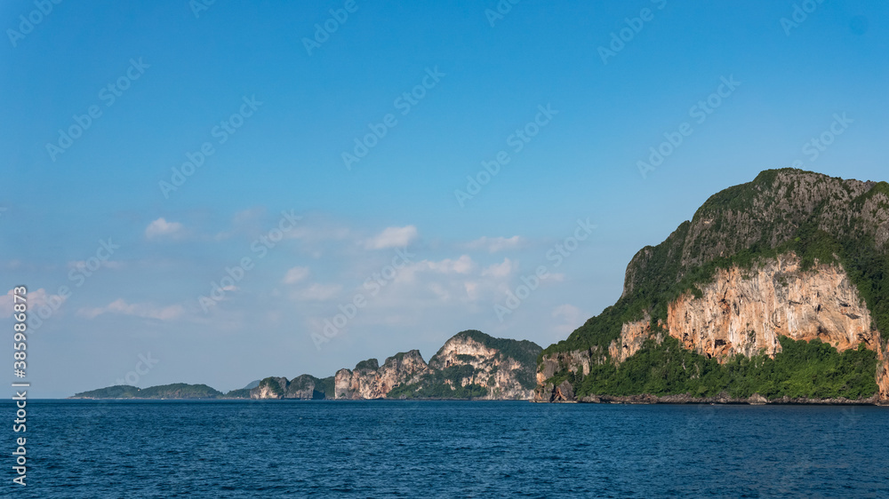 Beautiful Tropical Phi Phi Islands Lining Up to Produce a Pleasing Over the Horizon Fade Away