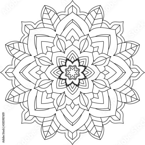 Easy Mandala coloring book simple and basic for beginners  seniors and children. Set of Mehndi flower pattern for Henna drawing and tattoo. Decoration in ethnic oriental  Indian style.