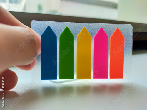 Colorful of sticky note on the white table.