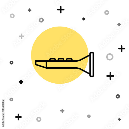 Black line Clarinet icon isolated on white background. Musical instrument. Random dynamic shapes. Vector.