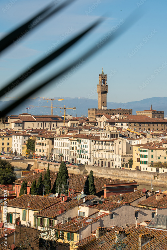 TOWER OF ARNOLFO: PALAZZO VECCHIO TOWER and cityscape : medieval architecture of florence