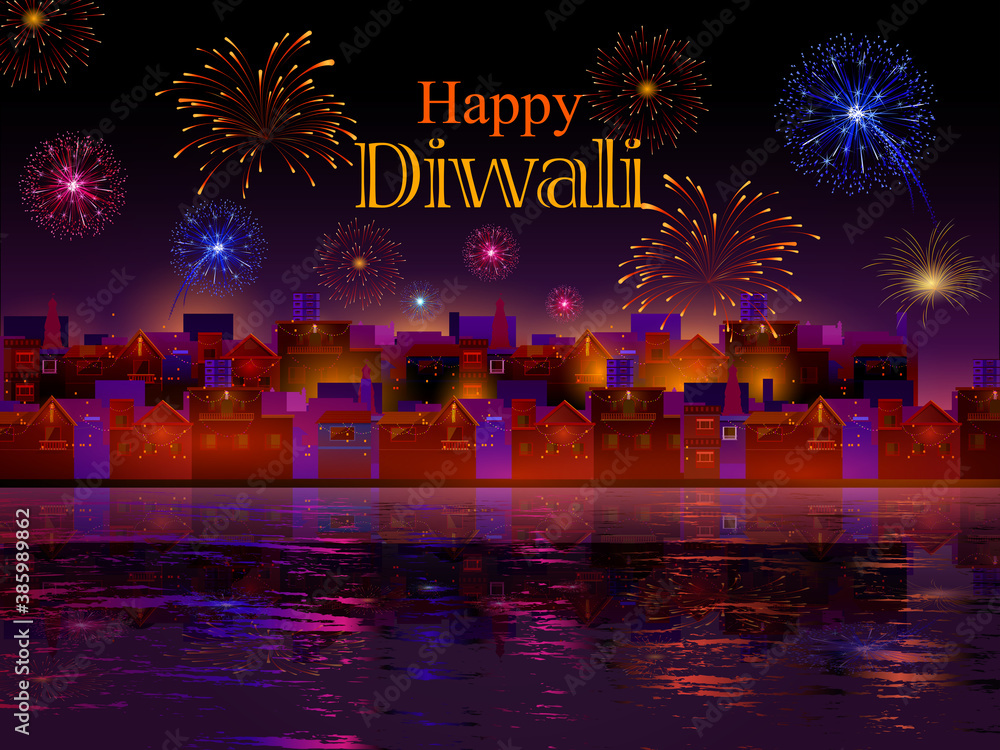 Φωτογραφία vector illustration of Decorated Diya for Happy Diwali festival holiday celebrat