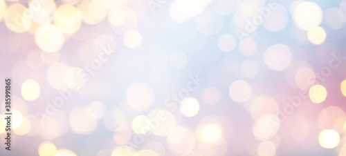 Blurred background with bokeh. Christmas and Happy New Year greeting card.