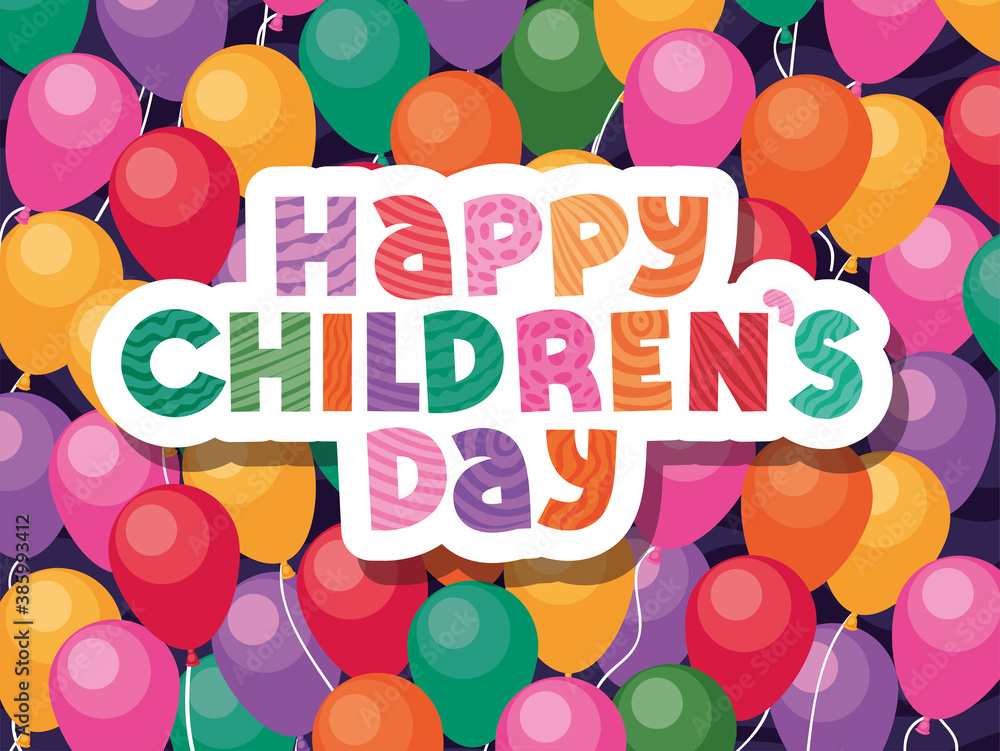 Happy childrens day on balloons background vector design Happy childrens day on balloons background vector design