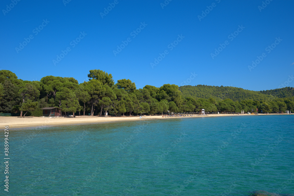 10/10/2020 Greece, Skiathos island, the famous beach Koukounaries , short tourist season, due to COVID-19