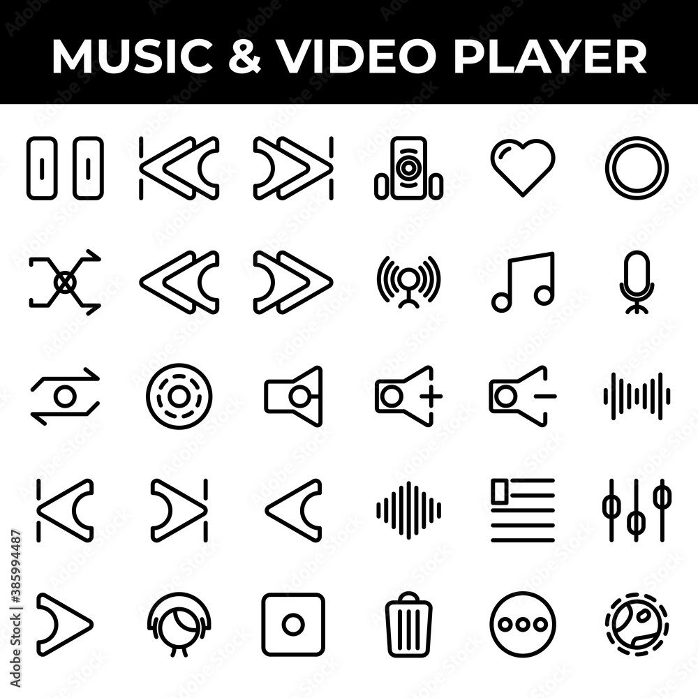 music & video player icon set include pause, track, music, skip, ahead, skip ahead, back, skip back, shake, shuffle, reload, rewind, audio player, repeat, media player, disc, sound, mute, start music & video player icon set include pause, track, music, skip, ahead, skip ahead, back, skip back, shake, shuffle, reload, rewind, audio player, repeat, media player, disc, sound, mute, start